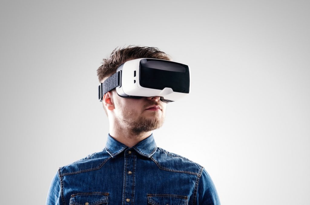 man wearing virtual reality googles
